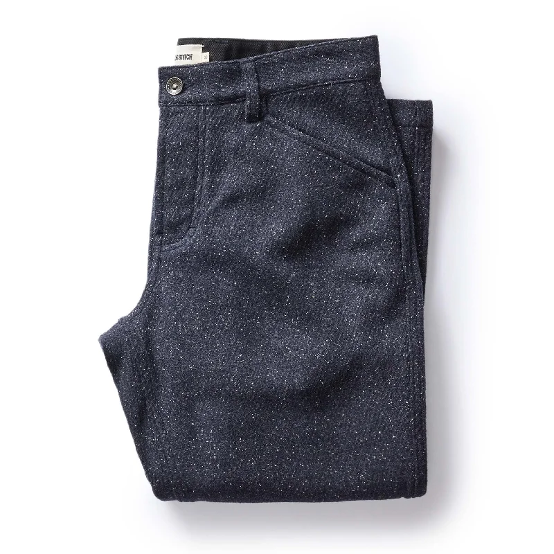 men's relaxed formal dinner navy pants-The Camp Pant in Navy Nep Wool