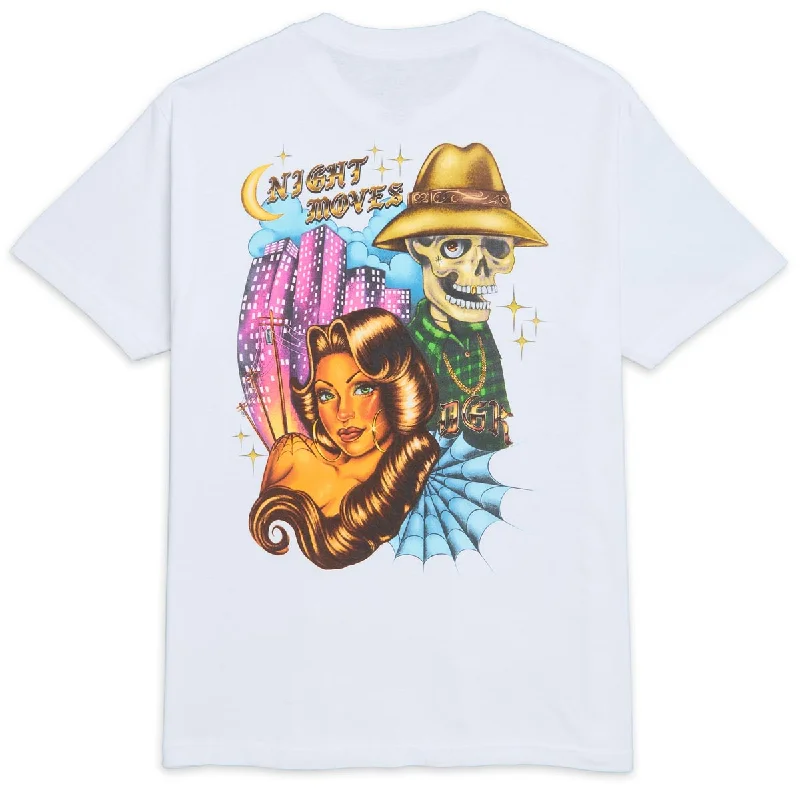 Men's short-sleeve cool rugged-urban-tough-contrast-sleeve shirt-DGK Night Moves T-Shirt - White