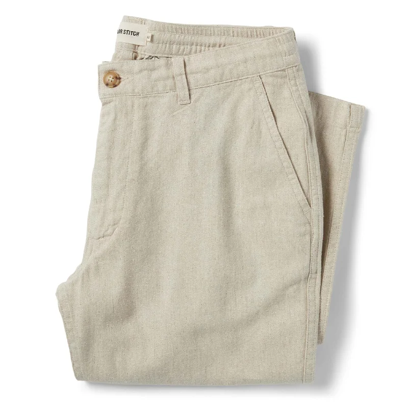 men's tailored outdoor white pants-The Easy Pant in Natural Herringbone