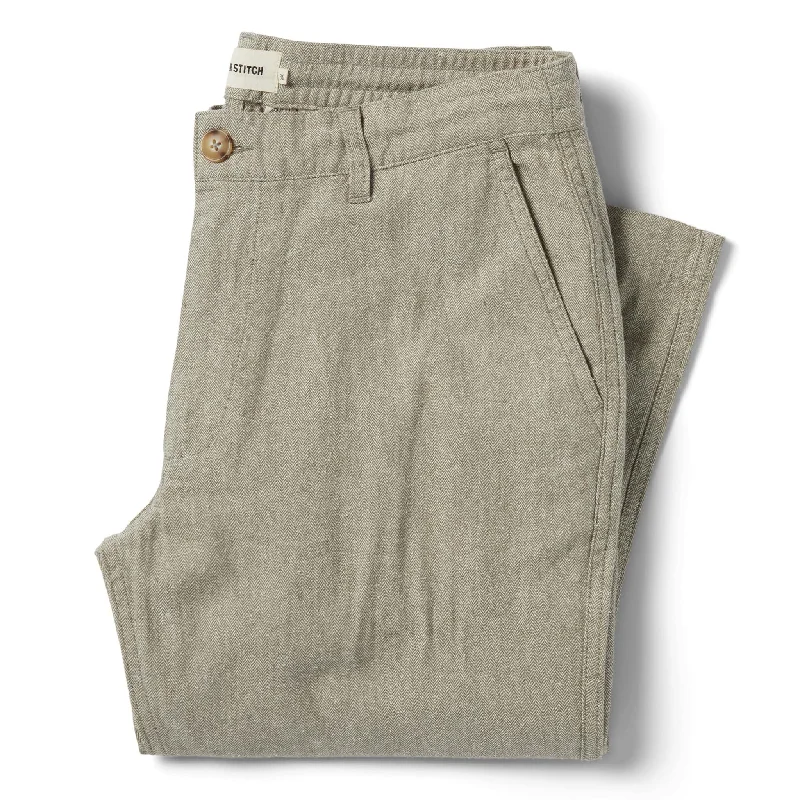 men's tailored party white pants-The Easy Pant in Olive Herringbone