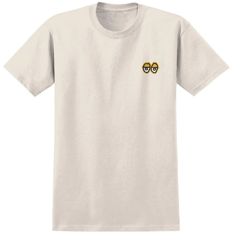 Men's short-sleeve classic muted-fresh-icy-slate shirt-Krooked Strait Eyes T-Shirt - Cream/Gold/Black/White