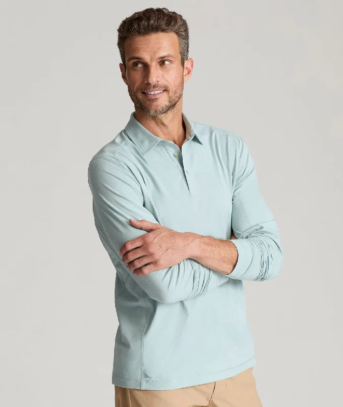 men's flat-front evening green pants-Performance Long-Sleeve Polo