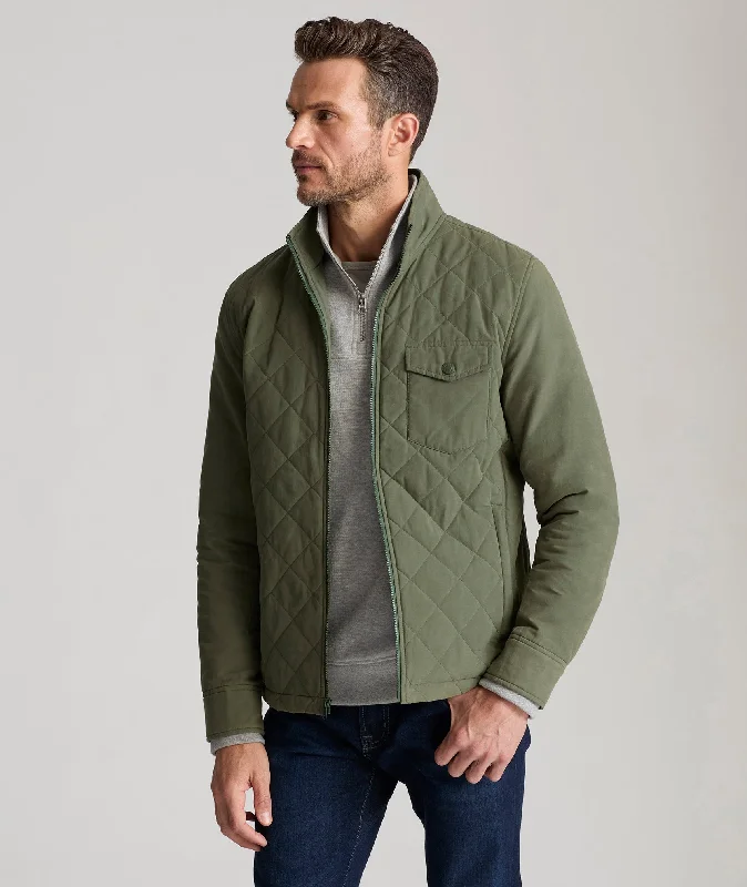 men's slim casual weekend olive pants-Water-Resistant Quilted City Jacket - FINAL SALE