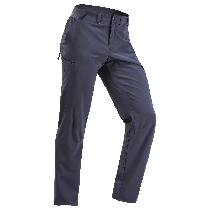 men's slim casual weekend gray pants-Quechua Men's MH100 Hiking Pants