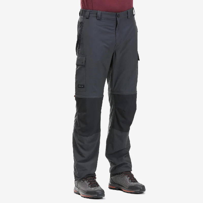 men's flat-front evening brown pants-Forclaz Men's MT100 2-in-1 Zip-Off Hiking Pants