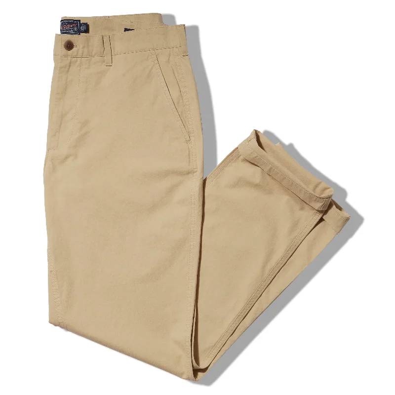 men's wide-leg vacation brown pants-Mercer Cotton Officer Pants - Biscotti