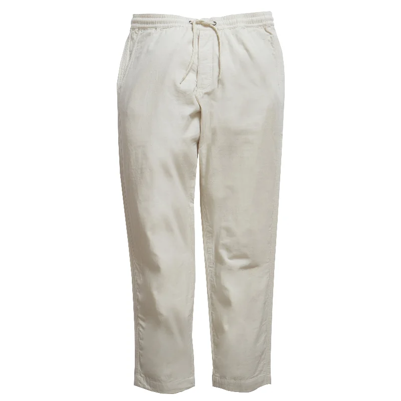 men's pleated travel white pants-Double Cloth Draw Cord Pants - Light Pebble