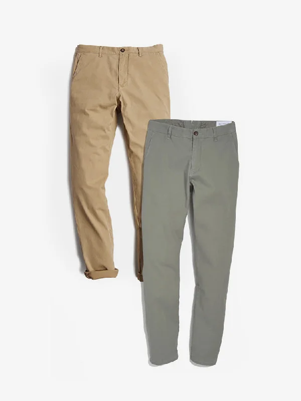 men's relaxed beach gray pants-The Twill Chino Charles 2-Pack