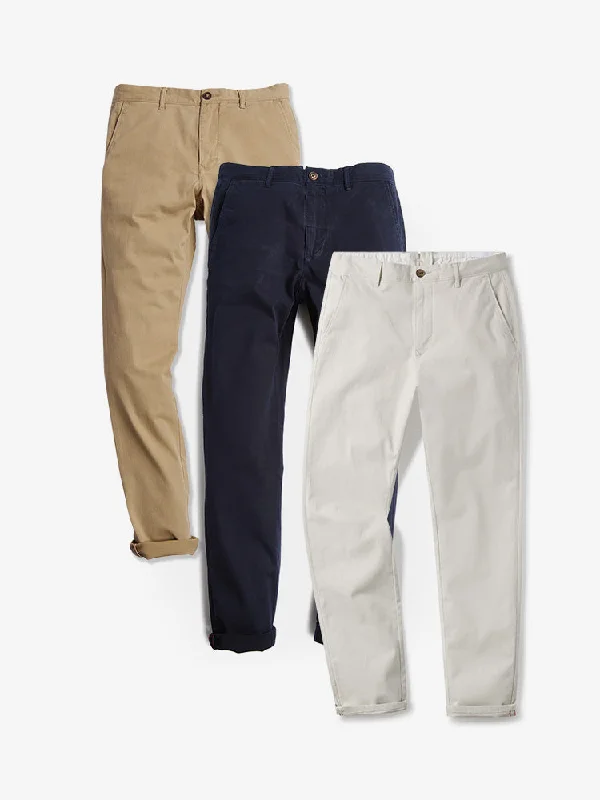 men's slim fit festival white pants-The Twill Chino Charles 3-Pack