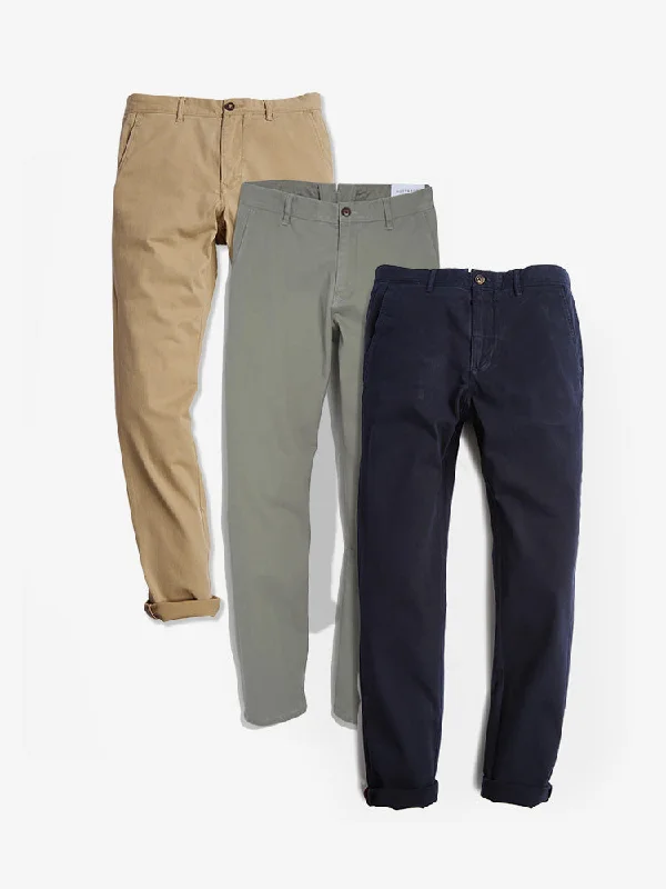 men's stretch athletic training olive pants-The Twill Chino Charles 3-Pack