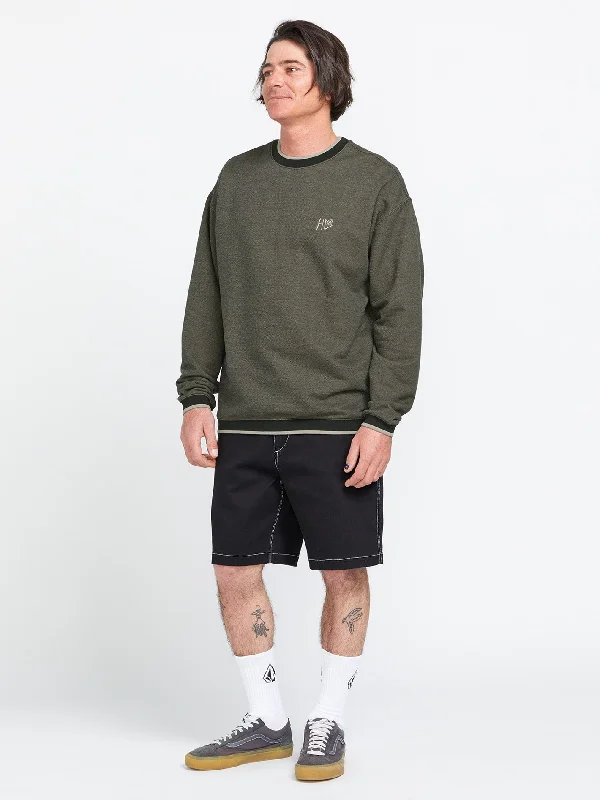 men's casual wedding white pants-Volcom Entertainment Hockey Dad Crew Sweatshirt - Lemon Heather