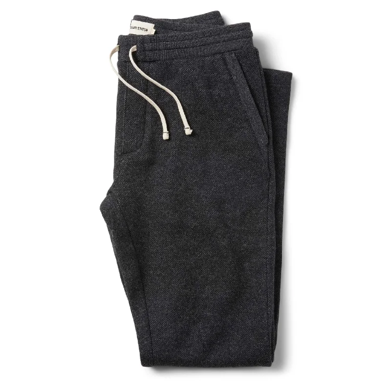 men's stretch office green pants-The Weekend Pant in Charcoal Herringbone Wool